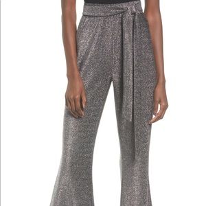 Metallic tie front party pants